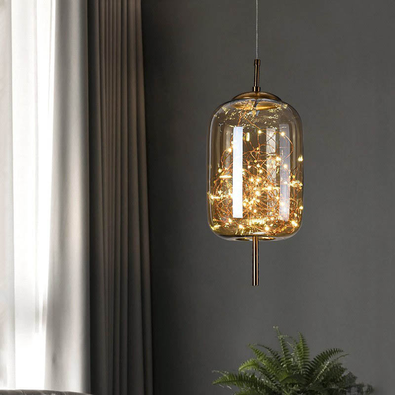 Glazen LED Hanglamp met Warm Scandinavisch Design - Amber of Grijs 24W