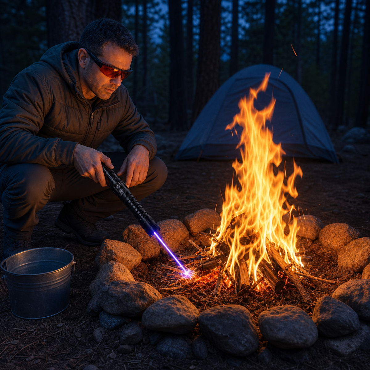 Compacte Vuurstarter Igniter 450nm Blauwe Bundel Outdoor Camping Nood Survival Vuurmaker Zwart Bushcraft