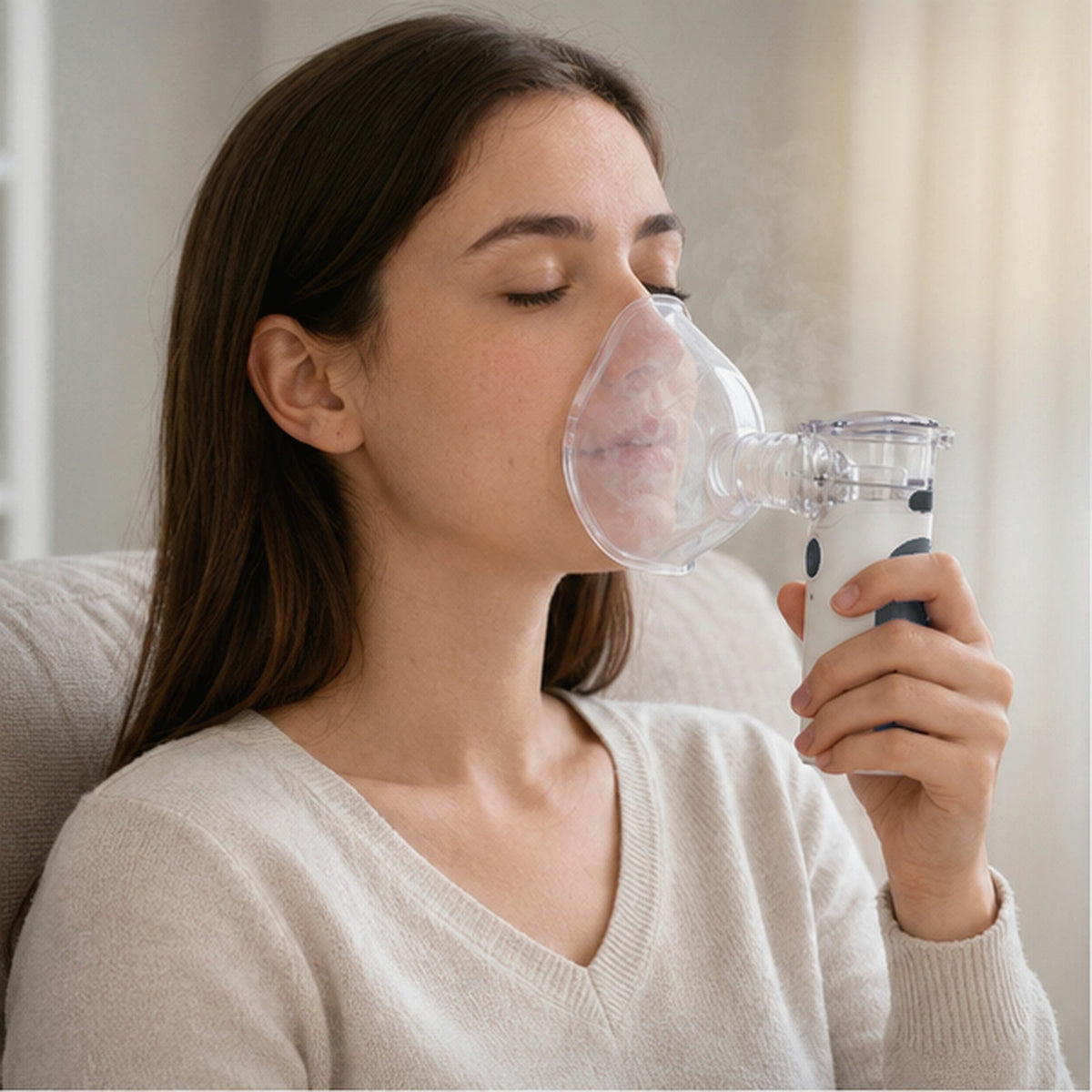 Draagbare Mesh Vernevelaar Wit & Zwart voor Ademhalingsbehandeling Thuis Onderweg Reizen Astma COPD Luchtwegen