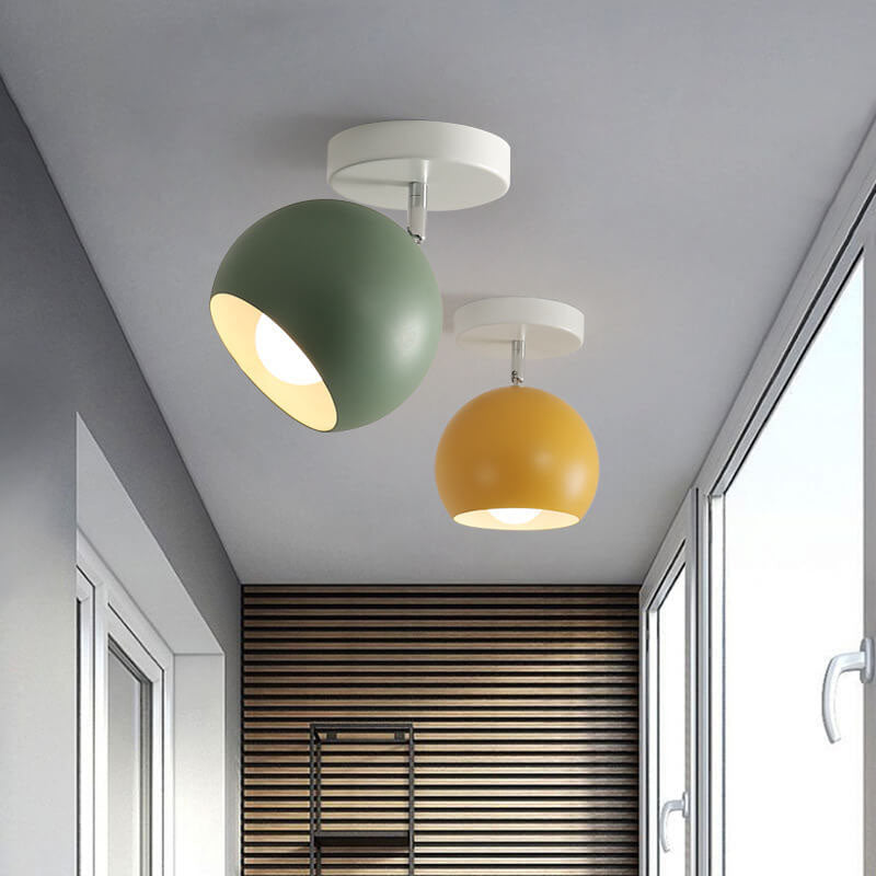 IJzeren Plafondlamp met Houtaccenten - Kleurrijk Design voor Gang en Woonkamer