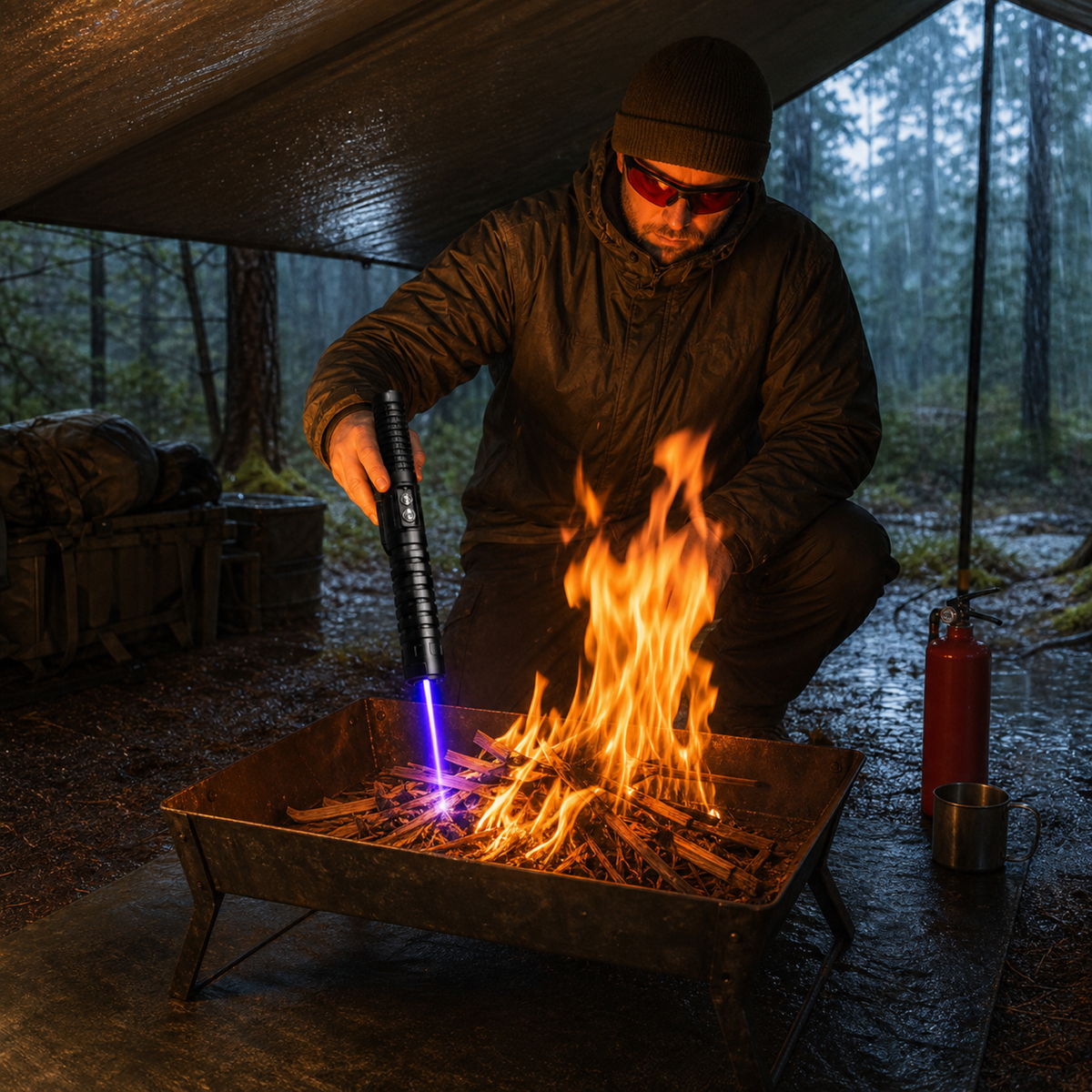 Compacte Vuurstarter Igniter 450nm Blauwe Bundel Outdoor Camping Nood Survival Vuurmaker Zwart Bushcraft