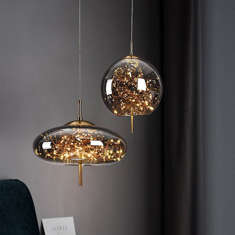 Glazen LED Hanglamp met Warm Scandinavisch Design - Amber of Grijs 24W