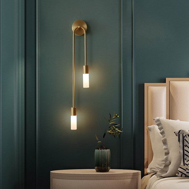 Lineaire LED Wandlamp Goud 2-Lichts Modern Scandinavisch Design Warm Wit Verlichting Woonkamer Slaapkamer