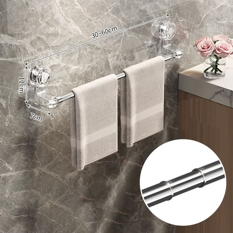 Uitschuifbare Handdoekhouder Zuignap RVS 30-100cm Zwenkbaar Badkamer Zonder Boren Wandmontage Handdoekrek