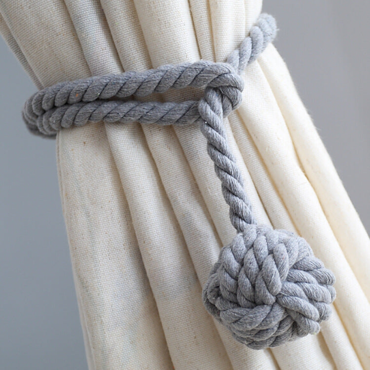 Macramé Gordijnhouders met Houten Stok - Handgeweven Katoenen Tie Backs voor Natuurlijke Boho Stijl