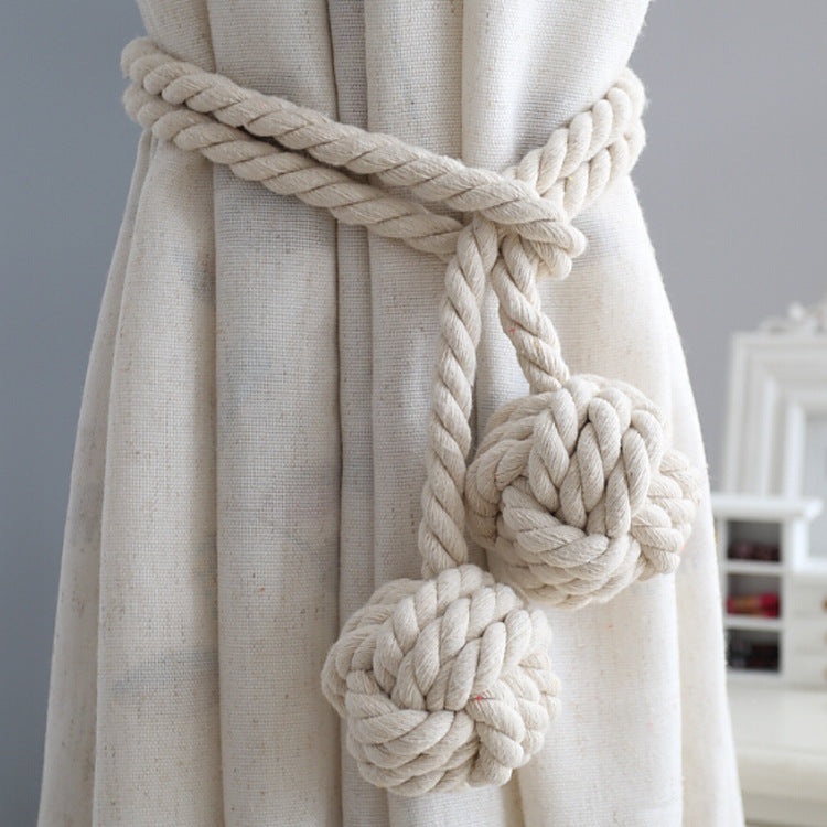 Macramé Gordijnhouders met Houten Stok - Handgeweven Katoenen Tie Backs voor Natuurlijke Boho Stijl