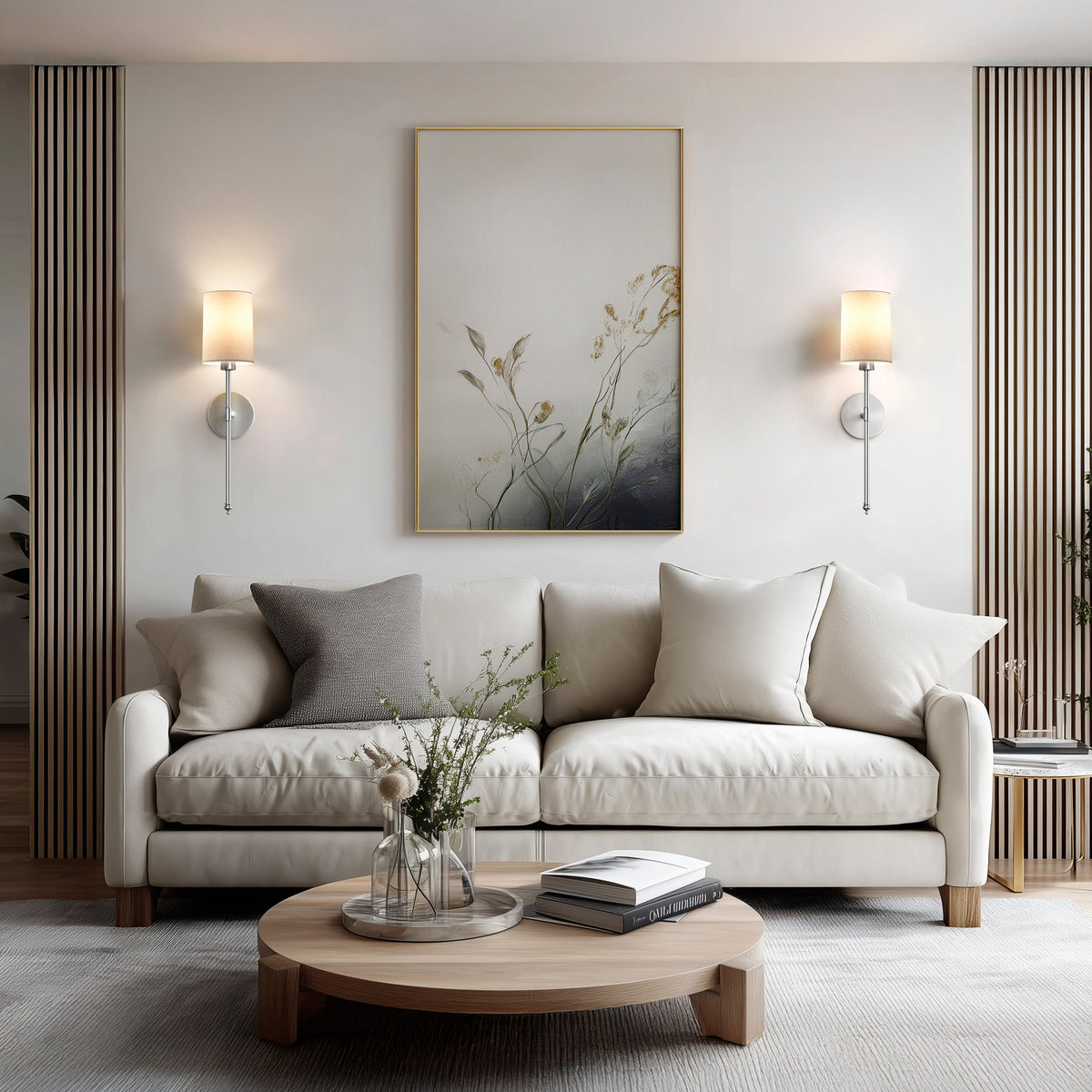 Wandlamp Goud Witte Cilinderkap Set 2 Draadloos Afstandsbediening Dimbaar RGB Slaapkamer