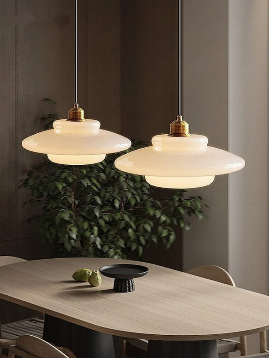 Glazen Hanglamp met Gelaagd Design - Melkwit Matglas voor Eetkamer en Woonkamer