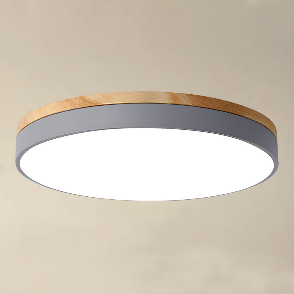 Ronde Plafondlamp met LED en Natuurlijk Hout - Scandinavisch Design met Dimfunctie