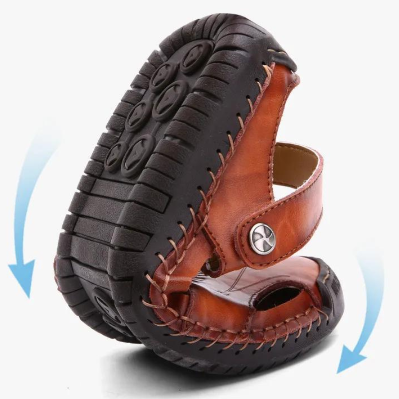 Orthopedische Heren Lederen Sandalen - Comfortabel Zomerse Slippers met Antislip Zool Casual Pantoffels