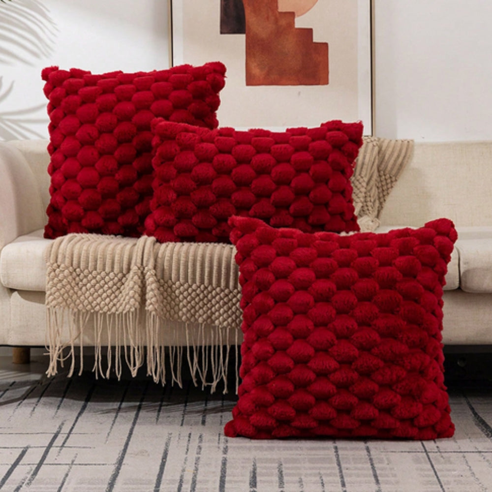 Zachte Kussenslopen met Geribbelde Marshmallow Textuur - Luxe Kussenhoes in Crème, Roze, Grijs, Zwart voor Woonkamer & Slaapkamer