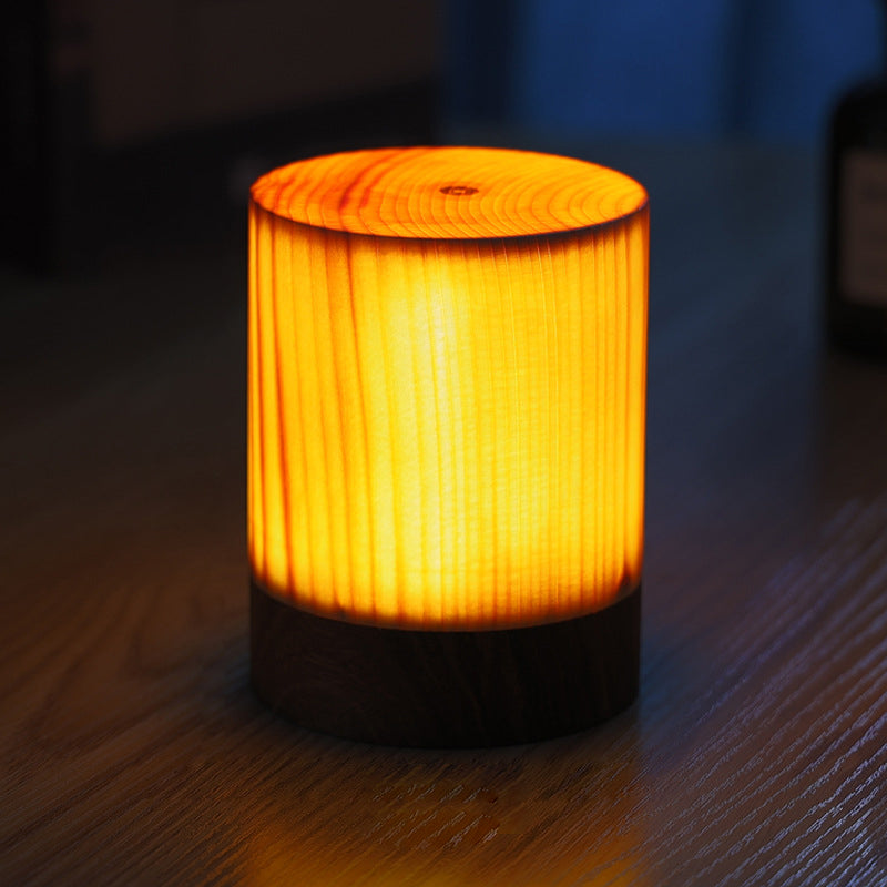 LED Tafellamp Oplaadbaar Touch Dimbaar Houtlook Sfeerlamp Slaapkamer Bureau Draadloos Warm Licht Nachtlampje