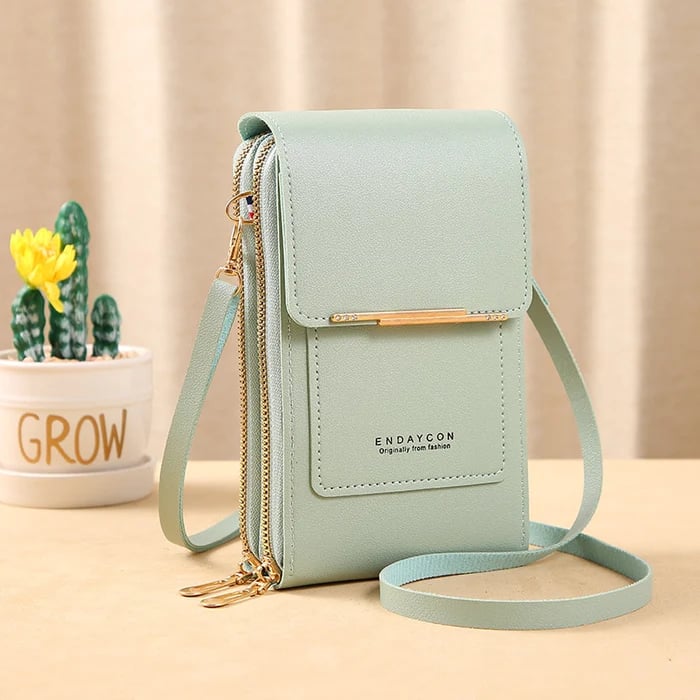 Dames Schoudertas met Telefoonvak en Antidiefstal - Compacte Crossbodytas PU Leer Groen Roze Zwart Grijs Blauw Rood Bruin - Veilige Handtas Portemonnee