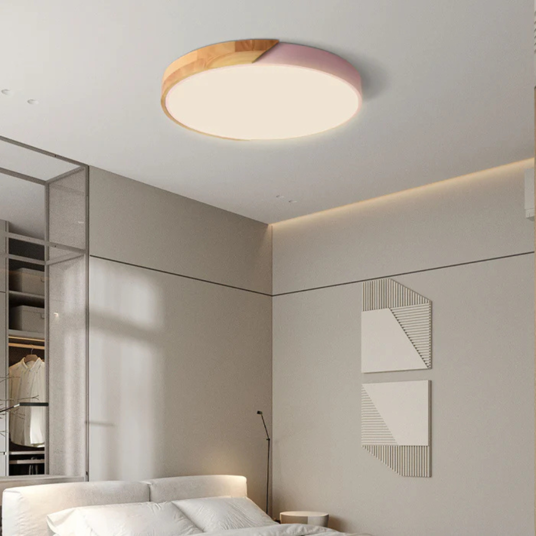 Minimalistische Plafondlamp van Hout & Acryl - Scandinavisch Design voor Woonkamer en Slaapkamer - Energiezuinig LED-Licht - Eenvoudige Montage