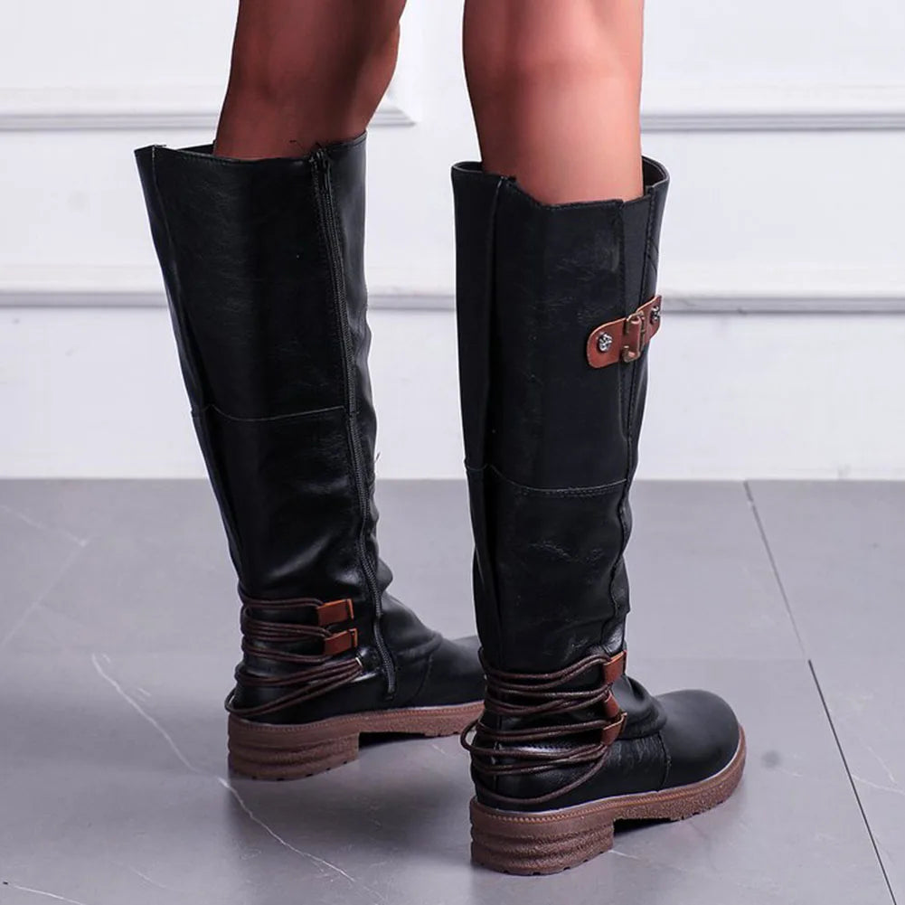 Leren Dames Ritslaarzen - Comfortabel & Warm voor Herfst en Winter
