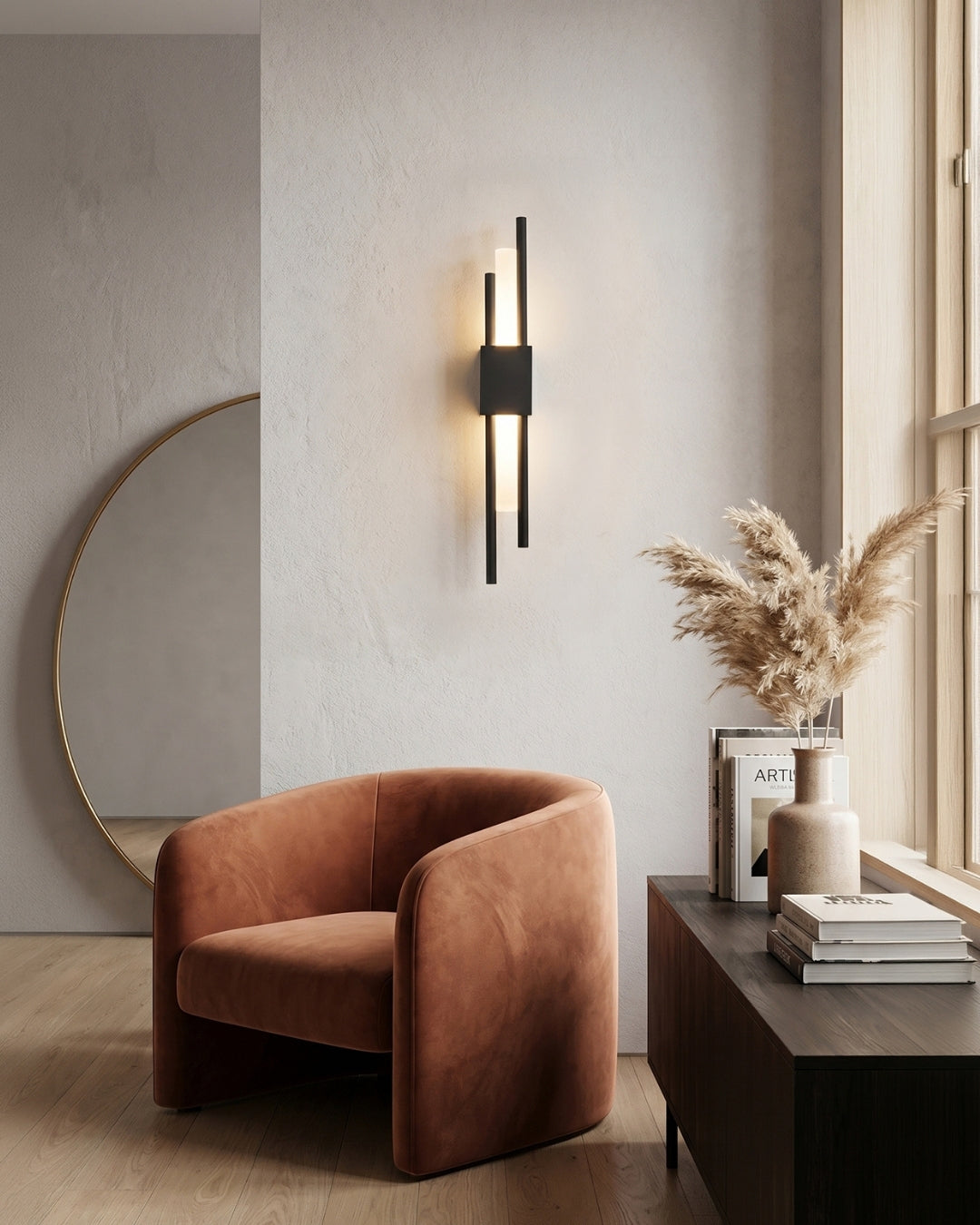 Scandinavische Minimalistische Wandlamp - Modern Verticaal Design met Gerichte LED-Verlichting - Zwart Goud