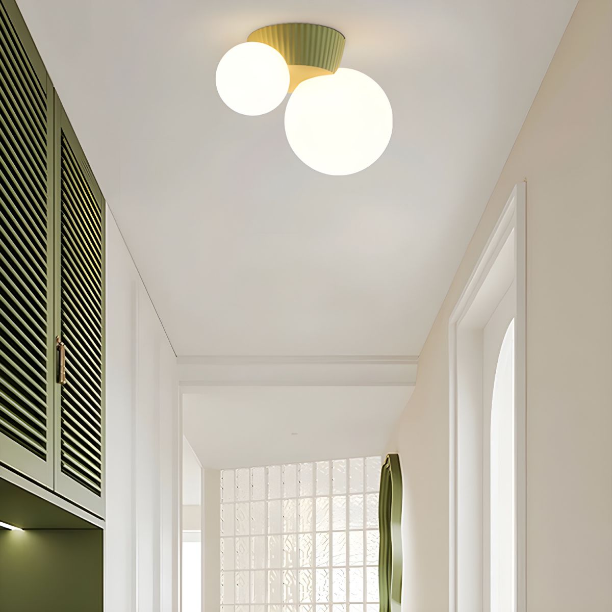 Hanglamp Plafond 2 Lichtbollen Resin Groen Woonkamer Slaapkamer Hal Bollamp Modern Design