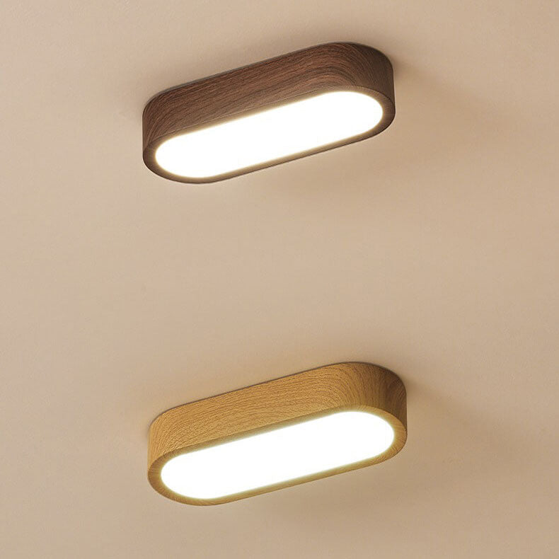 Plafondlamp Hout met Ingebouwde LED 8W - Moderne Flush Mount Verlichting in Natuurlijke Houtnerf Finish