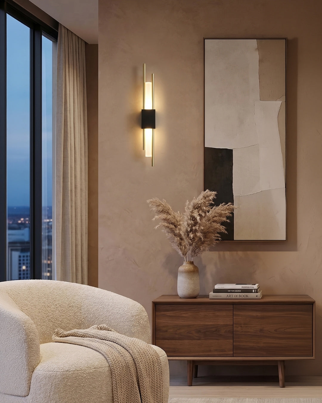 Scandinavische Minimalistische Wandlamp - Modern Verticaal Design met Gerichte LED-Verlichting - Zwart Goud