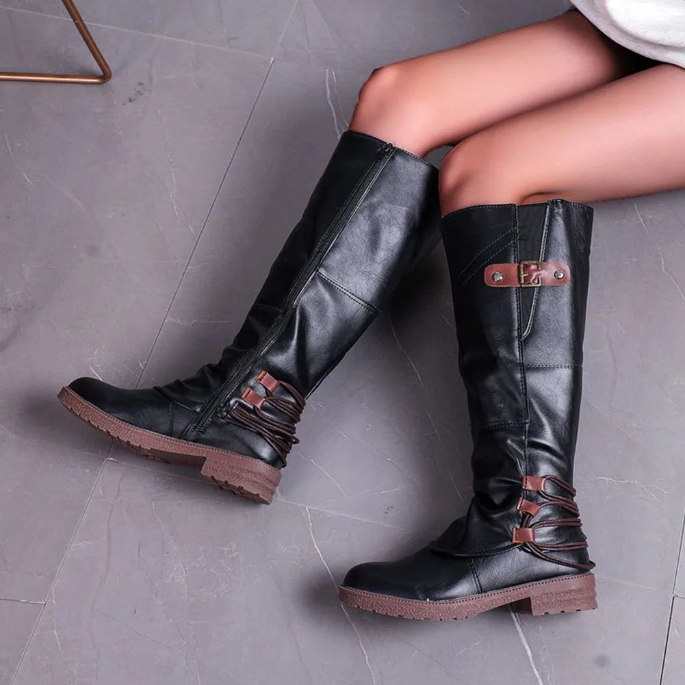 Leren Dames Ritslaarzen - Comfortabel & Warm voor Herfst en Winter