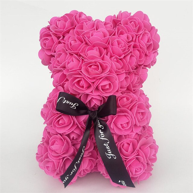 Decoratieve Rozenbeer 25cm Foam Kunstrozen Romantisch Cadeau Teddybeer Interieur Geschenk Meerdere Kleuren