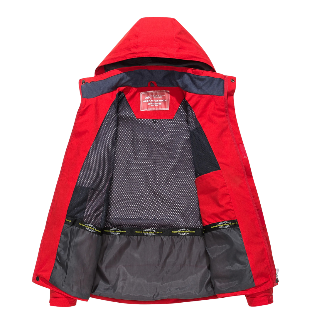 Waterdichte Heren Outdoorjas Polyester Afneembare Capuchon Meerdere Zakken Wandelen Trekking Outdoor Actief