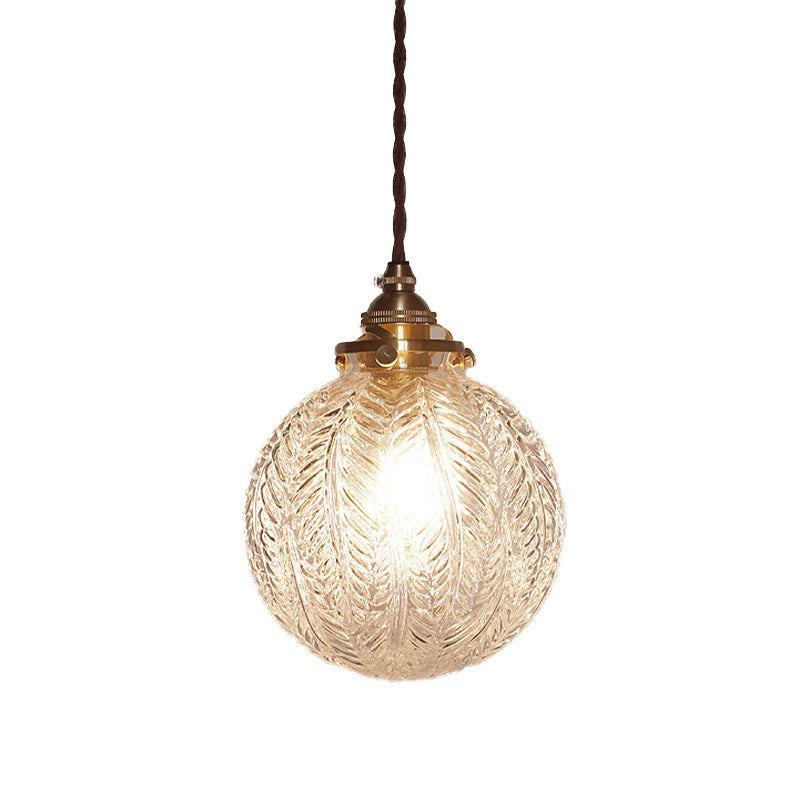 Glazen Hanglamp met Veerdesign - Rookgrijs of Transparant Glas - E14 Fitting - Koloniale Stijl