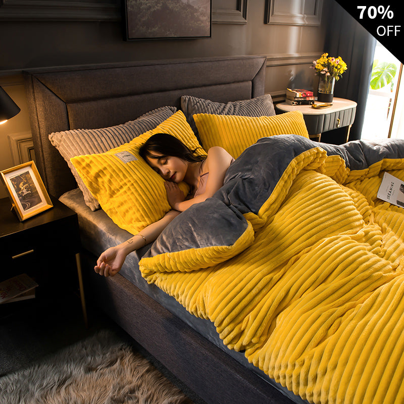 Fleece Dekbedset Dubbelzijdig Warm met Kussensloop Wasbaar Fluwelen Beddengoed Luxe Winter Dekbed Comfortabel