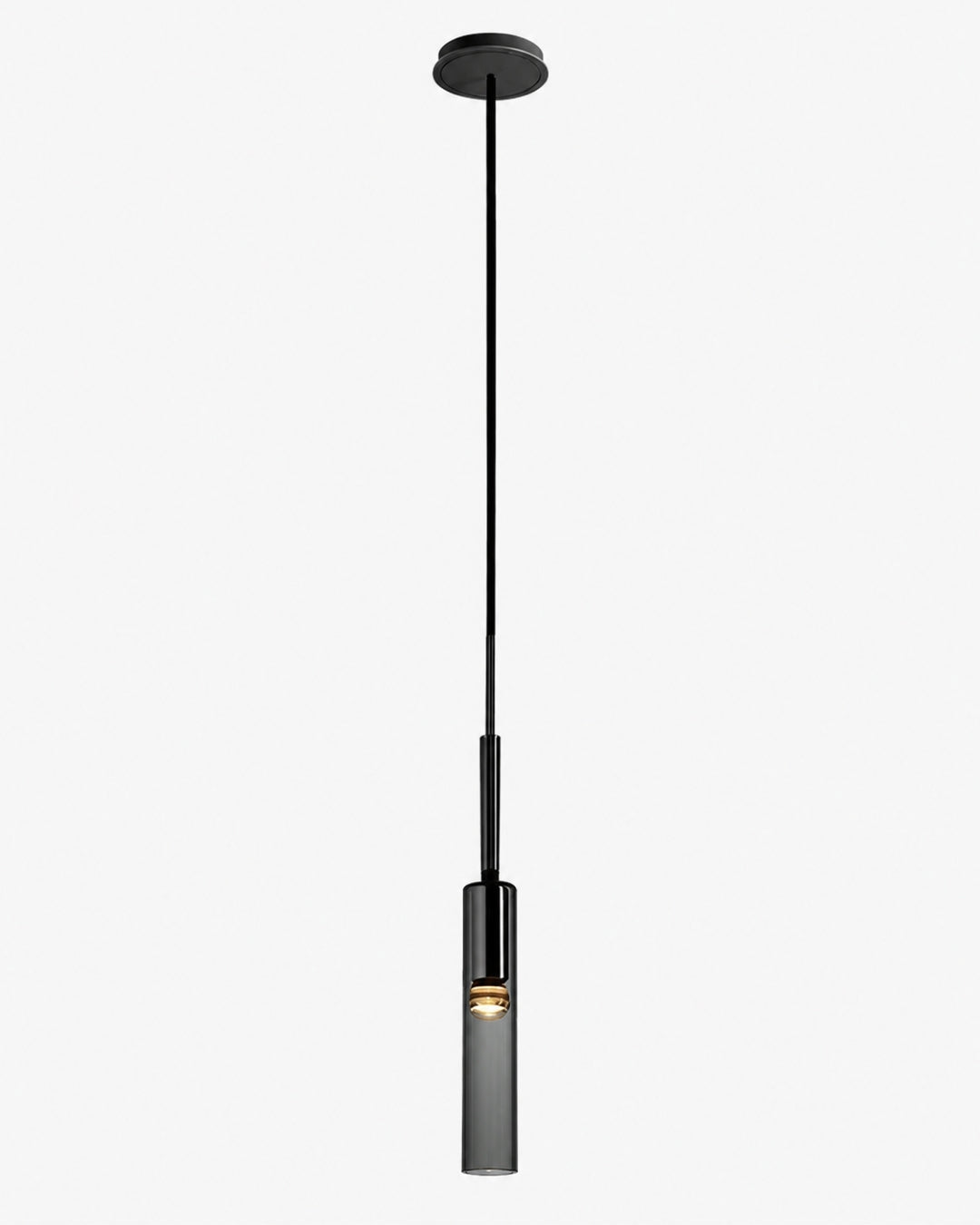 Gerookte Glazen Hanglamp met Minimalistische Metalen Structuur - Moderne Sfeerverlichting voor Eetkamer, Slaapkamer en Woonkamer