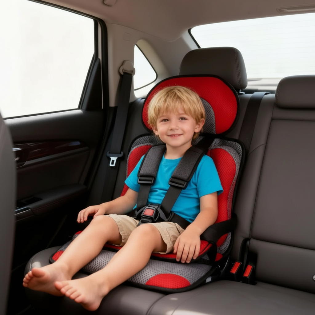 Opvouwbare Kinderzitverhoger voor de Auto - Draagbaar en Veilig Boosterzitje met 5-Punts Harnas voor Kinderen van 0-14 Jaar, Wasbare Hoes