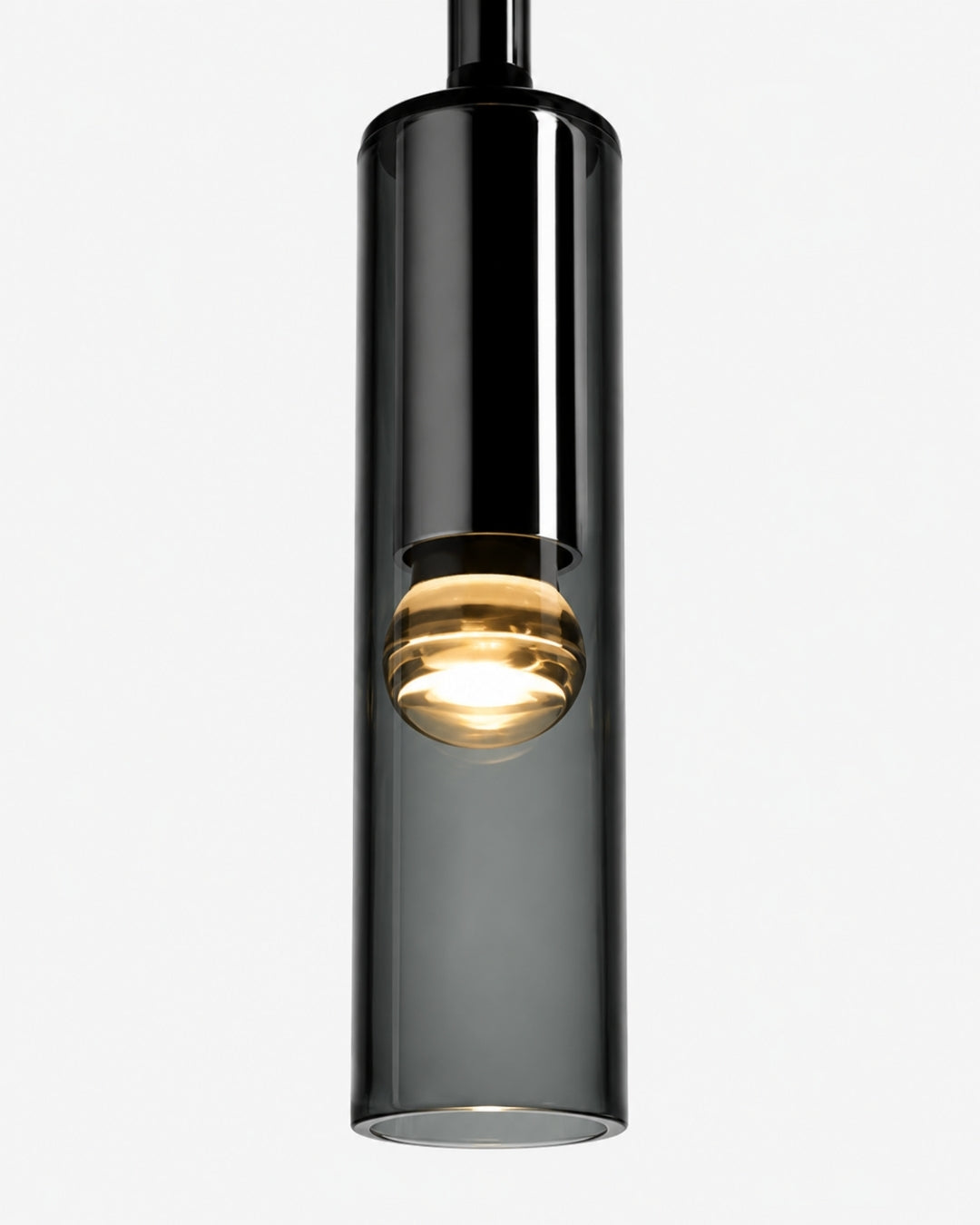 Gerookte Glazen Hanglamp met Minimalistische Metalen Structuur - Moderne Sfeerverlichting voor Eetkamer, Slaapkamer en Woonkamer