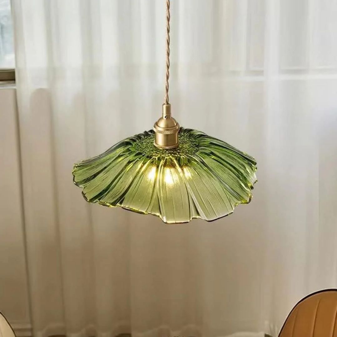 Cullivan Bloemvormige Hanglamp - Glazen Hanglamp met Gouden Fitting voor Woonkamer & Eetkamer