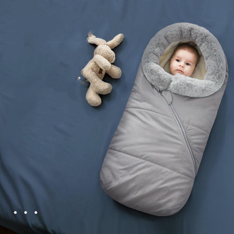 Warme Voetenzak voor Kinderwagens Winter Baby Slaapzak Universeel met Ritssluiting Zwart Grijs Winddicht