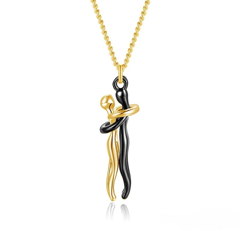 Partnerhalsketting met Omhelzing Hanger 42cm Verstelbare Ketting Goud Zilver Voor Koppels en Geliefden