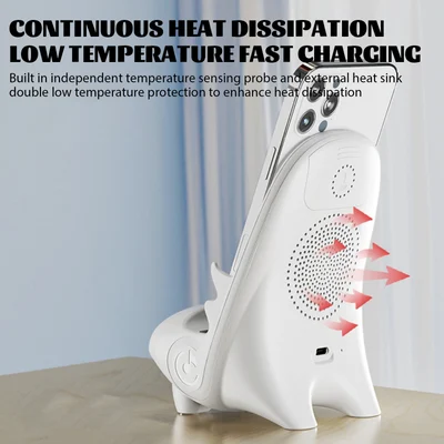 Draadloze Oplader 15W met Houder - Smartphone Snellader Staand of Liggend - Stoel Design met Koeling