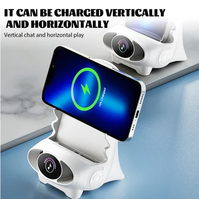 Draadloze Oplader 15W met Houder - Smartphone Snellader Staand of Liggend - Stoel Design met Koeling