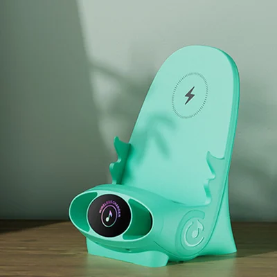 Draadloze Oplader 15W met Houder - Smartphone Snellader Staand of Liggend - Stoel Design met Koeling