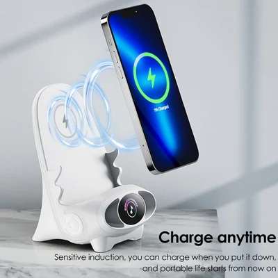Draadloze Oplader 15W met Houder - Smartphone Snellader Staand of Liggend - Stoel Design met Koeling