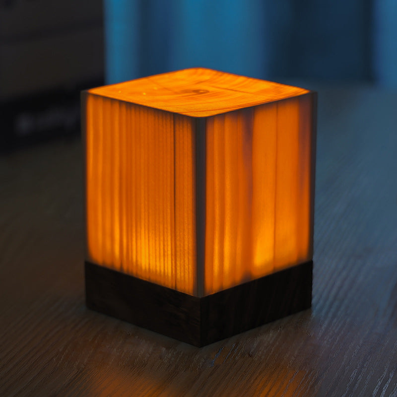 LED Tafellamp Oplaadbaar Touch Dimbaar Houtlook Sfeerlamp Slaapkamer Bureau Draadloos Warm Licht Nachtlampje