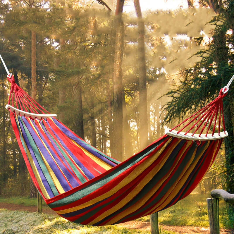 Hangmat Katoen Polyester 200x150cm Draagbaar Binnen Buiten Camping Tuin 200kg