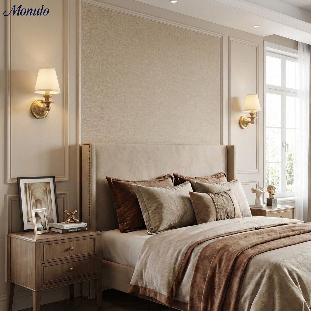 Wandlamp met stoffen kap en zwanenhalsarm - smeedijzeren armatuur met verstelbare leeslamp