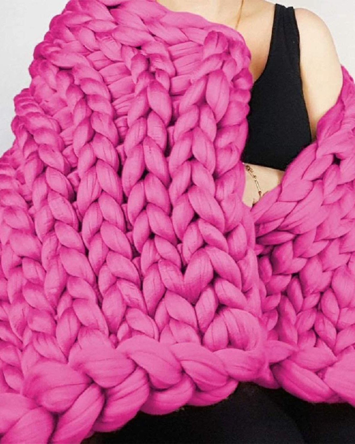 Handgebreid Chunky Plaid - Dik Gebreide Deken in Zachte Chenille voor Bank en Bed
