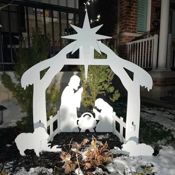 Weerbestendige Kerststal voor Buiten met Figuren - Groot Formaat Geboorte van Jezus Decoratie voor Tuin en Terras