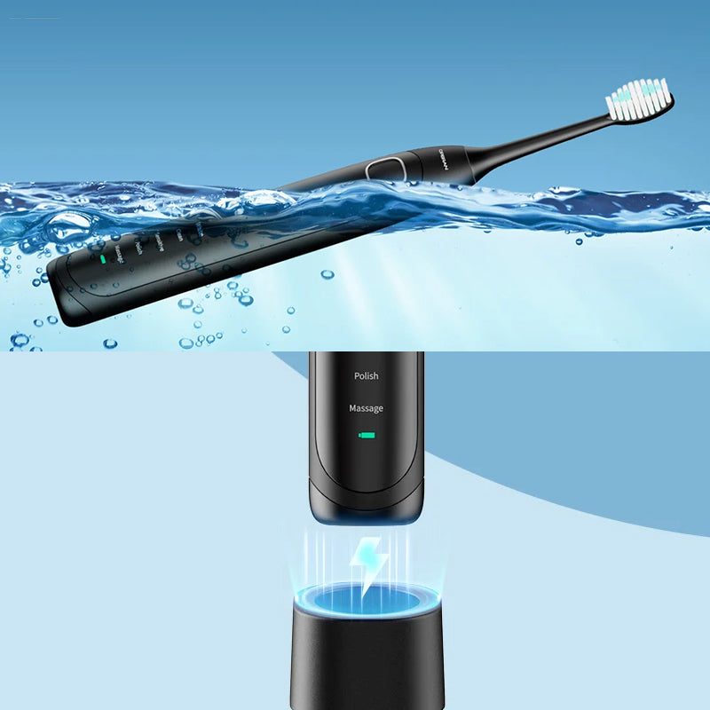 Elektrische Tandenborstel 40.000 Trillingen 6 Poetsmodi IPX7 Waterbestendig Timer Oplaadbaar Wit Zwart Roze