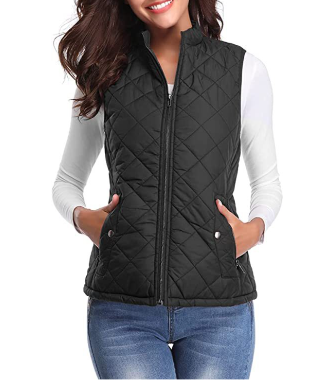 Gewatteerde Damesbodywarmer met Ritssluiting voor Overgangsseizoen Lichtgewicht Warm Casual Mouwloos Vest