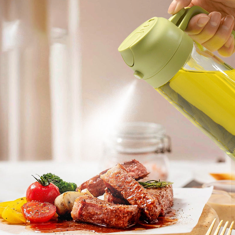 Glazen Olieverstuiver & Dispenser 2-in-1 Pomp Spray Fles voor Azijn Sojasaus Keuken Doseren 470ml Olie