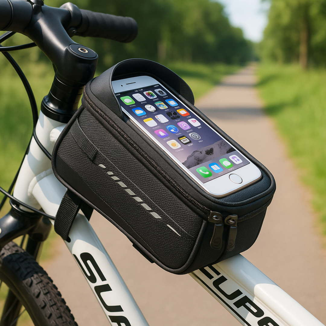 Fietstas Stuur Waterdicht Touchscreen Smartphone Houder Zwart Compacte Opbergruimte Dagelijks Fietsen