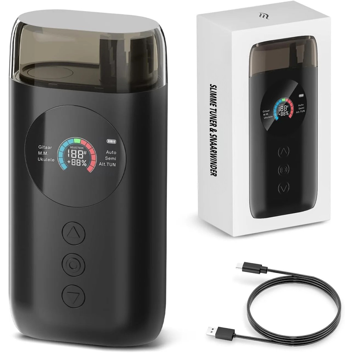 Automatische Snaarinstrument Stemmer met Snarenwinder voor Gitaar Bas Ukelele Oplaadbaar USB-C Accessoire