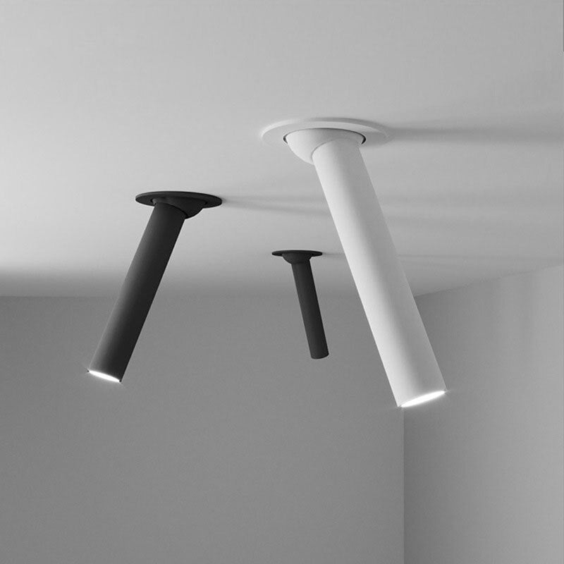Moderne LED Plafondspot Cilindrisch Design - 7W Inbouwspot Aluminium Zwart Wit Nikkel 12-32cm - Verstelbare Richtspot Warm/Koud Licht - Designverlichting Woonkamer Hal Gang Kantoor