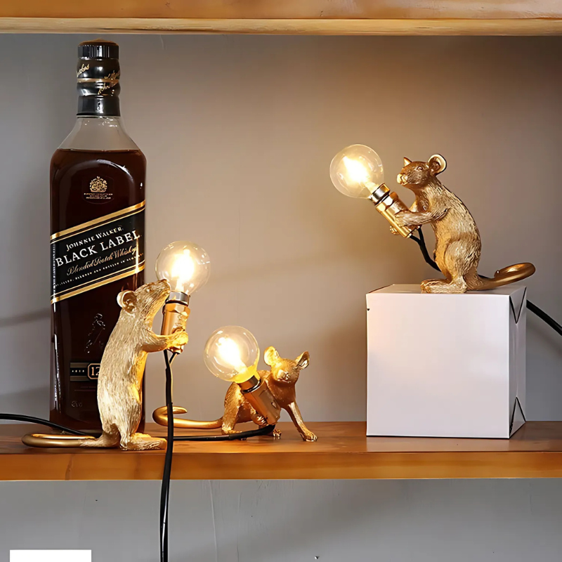 Decoratieve Muisvormige Tafellamp - Modern Design in Kunsthars - LED Verlichting voor Woonkamer, Slaapkamer & Kantoor